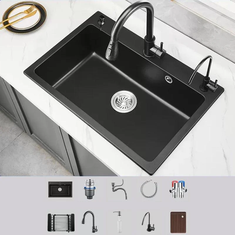 Modern Kitchen Sink White Pull-out Tap Rectangular Anti-spill Kitchen Sink -Bathlova