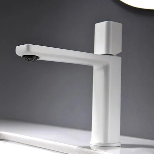 Modern Knob Handle Sink Tap White Brass Bathroom Sink Tap -Bathlova