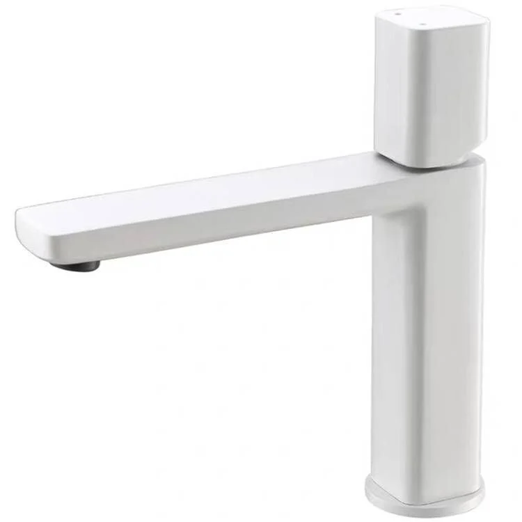 Modern Knob Handle Sink Tap White Brass Bathroom Sink Tap -Bathlova