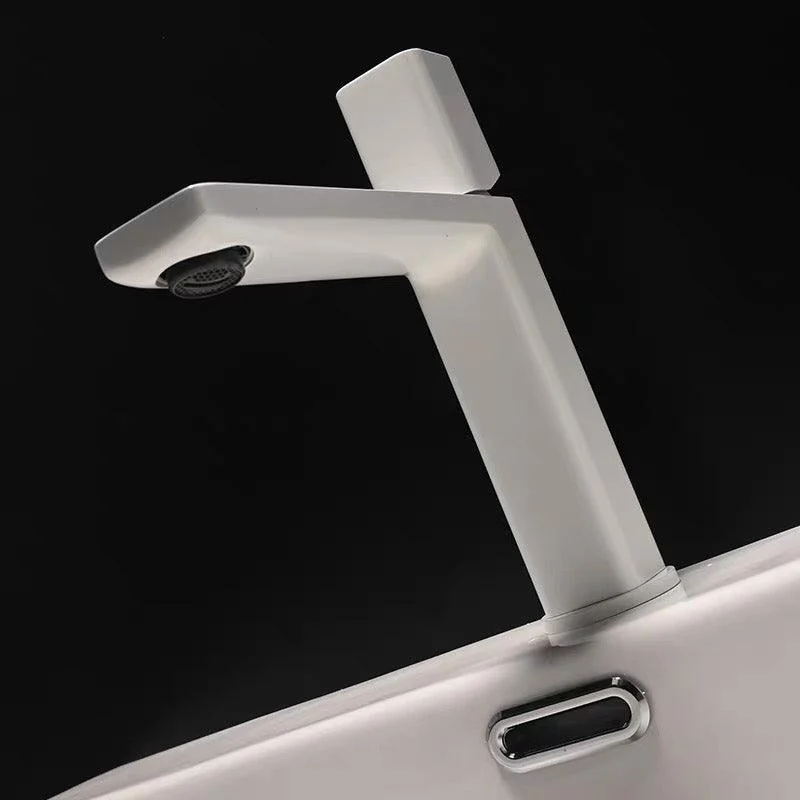 Modern Knob Handle Sink Tap White Brass Bathroom Sink Tap -Bathlova