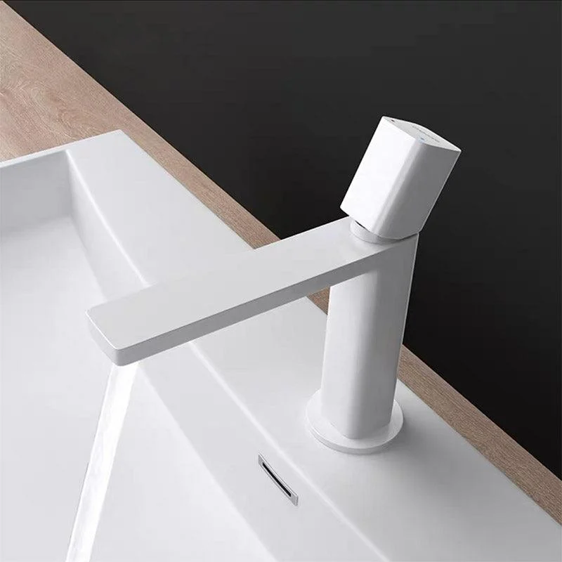 Modern Knob Handle Sink Tap White Brass Bathroom Sink Tap -Bathlova