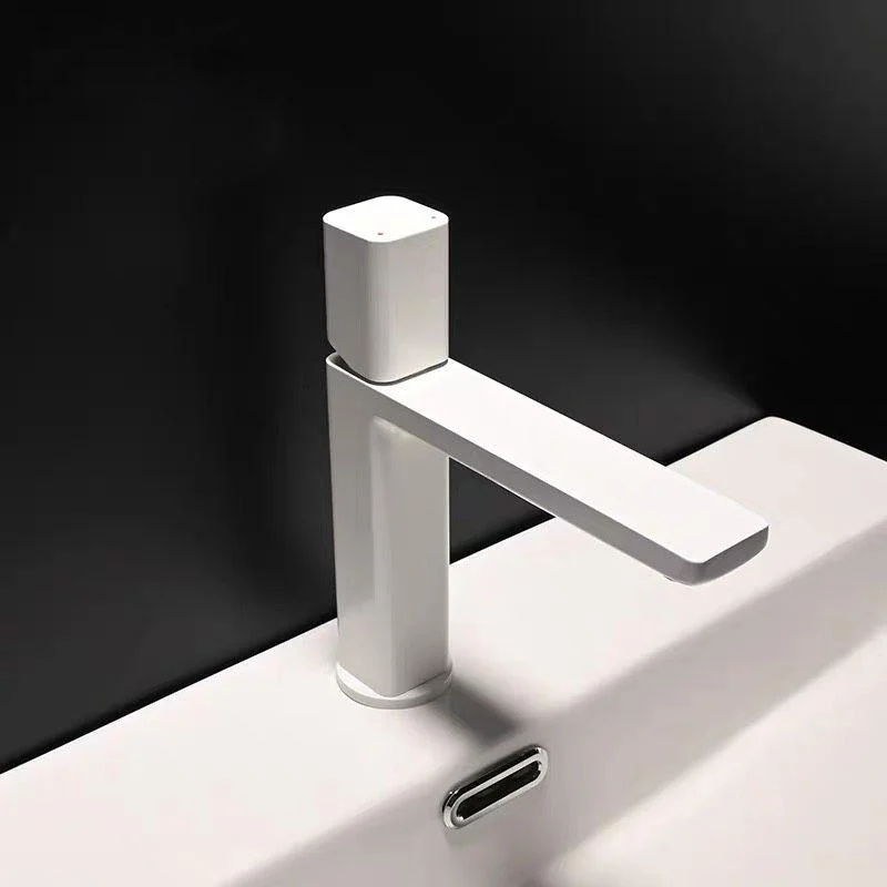 Modern Knob Handle Sink Tap White Brass Bathroom Sink Tap -Bathlova