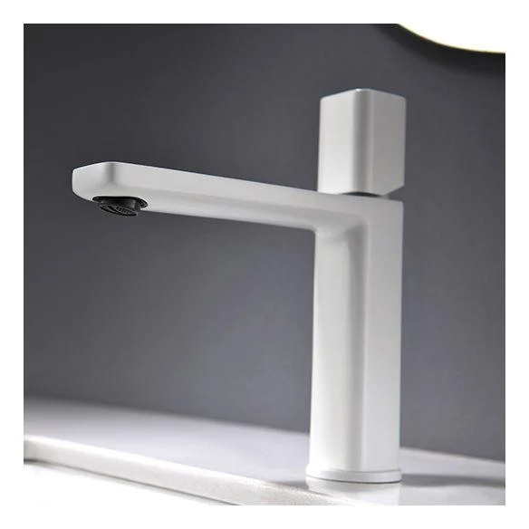 Modern Knob Handle Sink Tap White Brass Bathroom Sink Tap -Bathlova