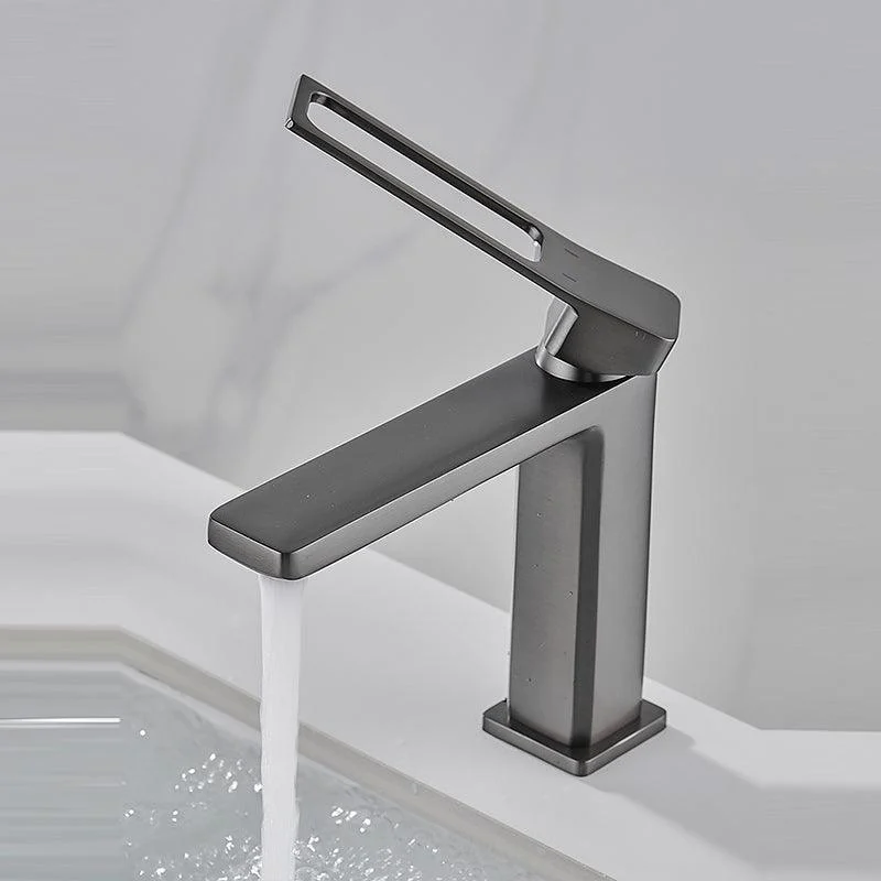 Modern Knob Handle Square Tap Brass Deck Mounted Bathroom Sink Tap -Bathlova