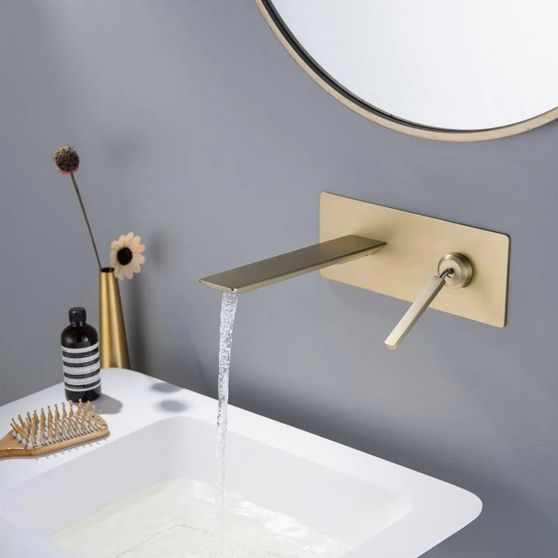 Modern Lavatory Tap Single Handle Metal Wall Mounted Bathroom Tap -Bathlova