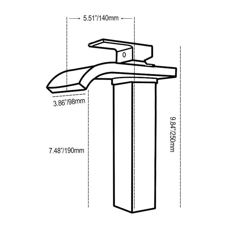 Modern LED Crystal Glass Waterfall Bathroom Tap Polished in Chrome -Bathlova