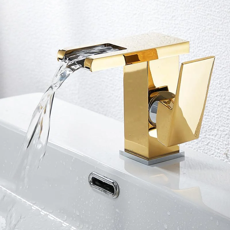 Modern LED Tap Deck Mounted Waterfall Golden Bathroom Tap -Bathlova