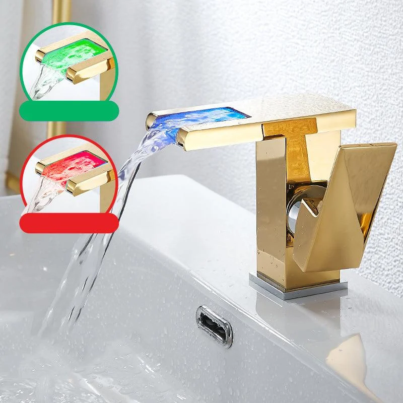 Modern LED Tap Deck Mounted Waterfall Golden Bathroom Tap -Bathlova