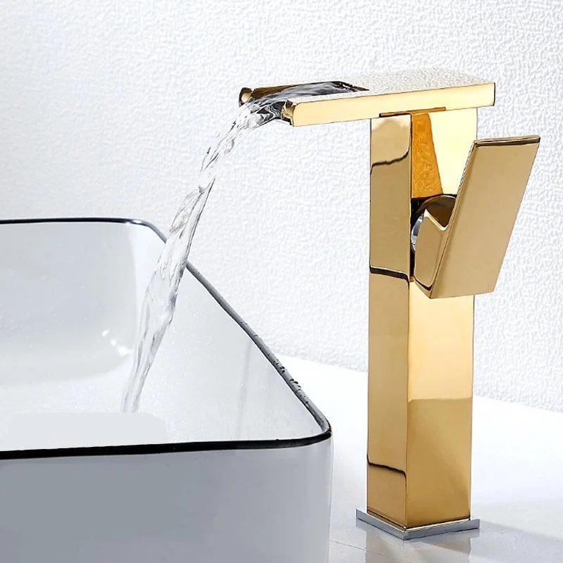 Modern LED Tap Deck Mounted Waterfall Golden Bathroom Tap -Bathlova