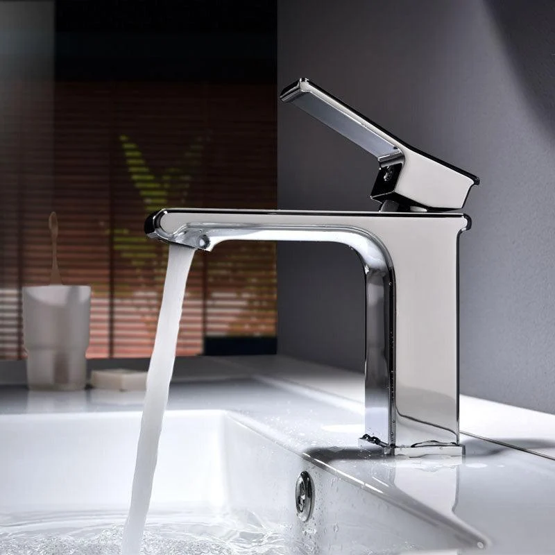 Modern Lever Handles Sink Tap Chrome Square Bathroom Sink Tap -Bathlova