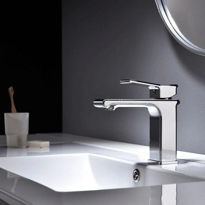 Modern Lever Handles Sink Tap Chrome Square Bathroom Sink Tap -Bathlova