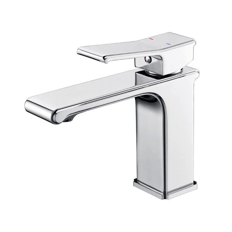 Modern Lever Handles Sink Tap Chrome Square Bathroom Sink Tap -Bathlova