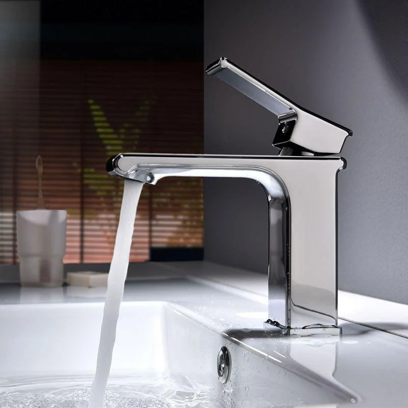 Modern Lever Handles Sink Tap Chrome Square Bathroom Sink Tap -Bathlova