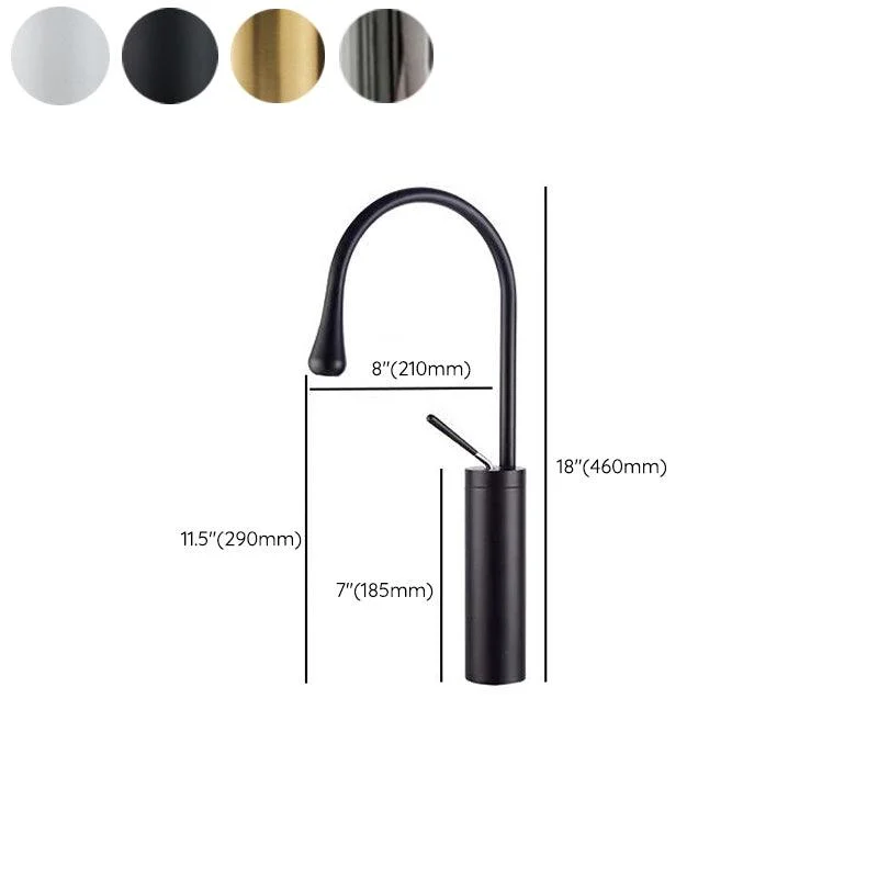 Modern Lever Handles Sink Tap Gooseneck Circular Brass Bathroom Sink Tap -Bathlova