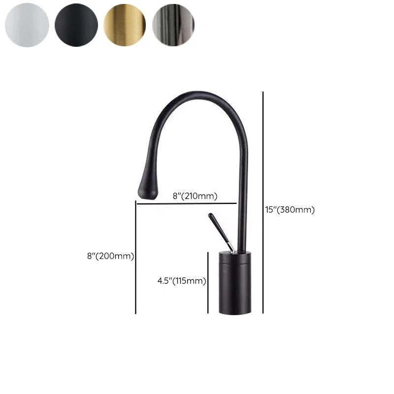 Modern Lever Handles Sink Tap Gooseneck Circular Brass Bathroom Sink Tap -Bathlova