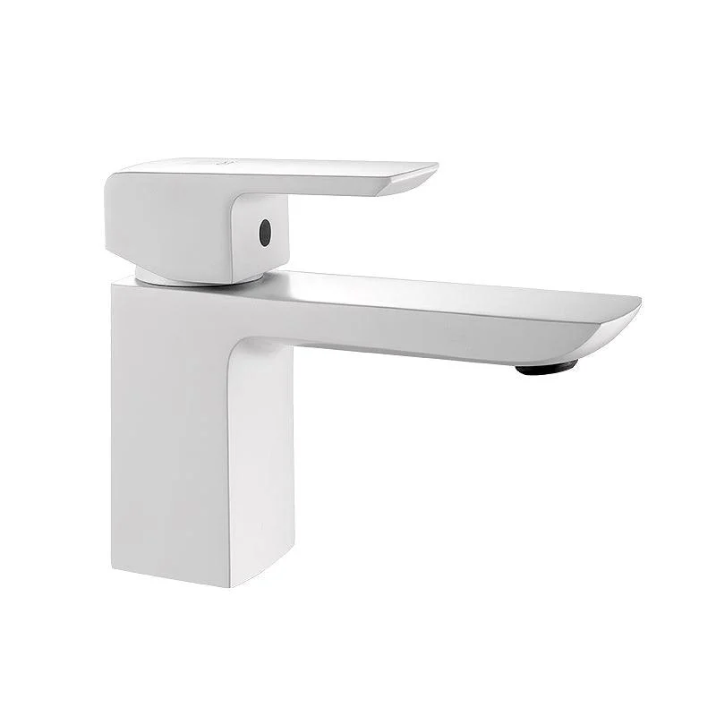 Modern Lever Handles Sink Tap White Brass Bathroom Sink Tap -Bathlova