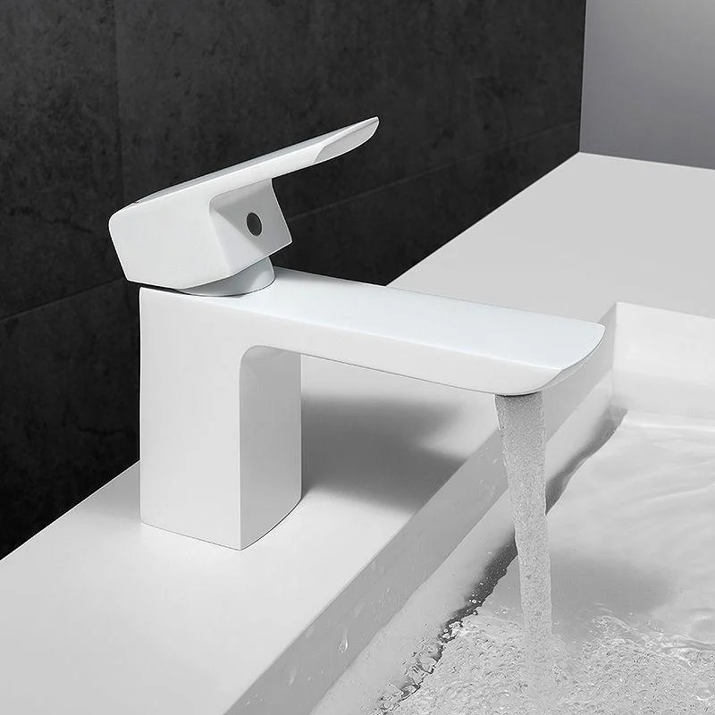 Modern Lever Handles Sink Tap White Brass Bathroom Sink Tap -Bathlova