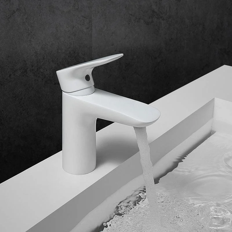 Modern Lever Handles Sink Tap White Brass Bathroom Sink Tap -Bathlova