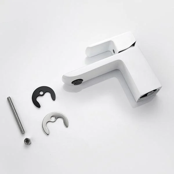 Modern Lever Handles Sink Tap White Brass Bathroom Sink Tap -Bathlova