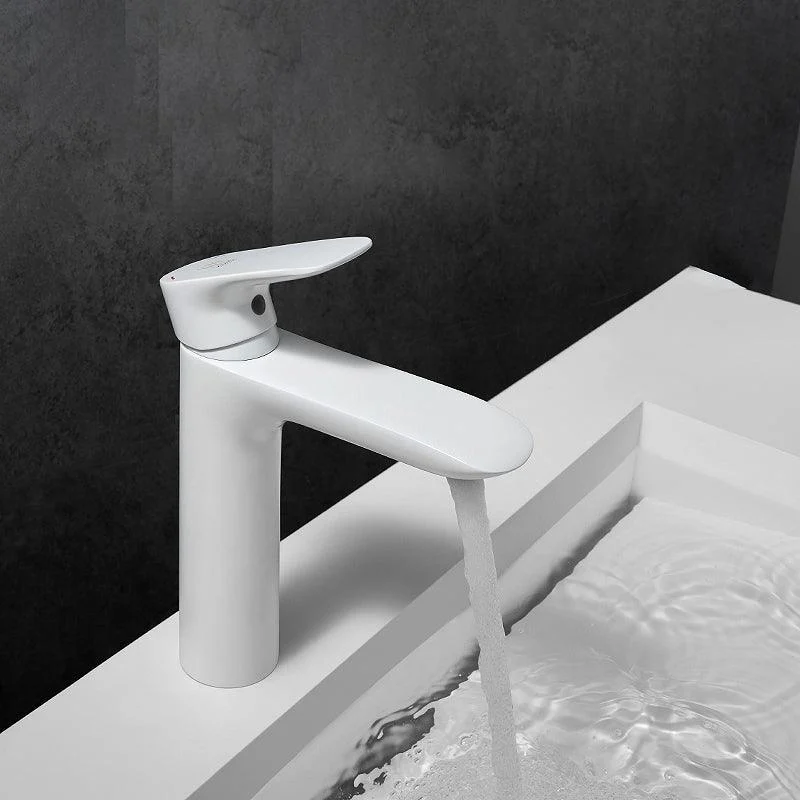 Modern Lever Handles Sink Tap White Brass Bathroom Sink Tap -Bathlova