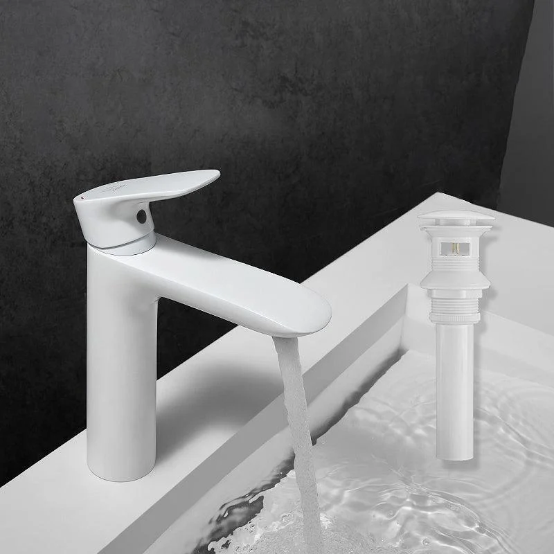 Modern Lever Handles Sink Tap White Brass Bathroom Sink Tap -Bathlova