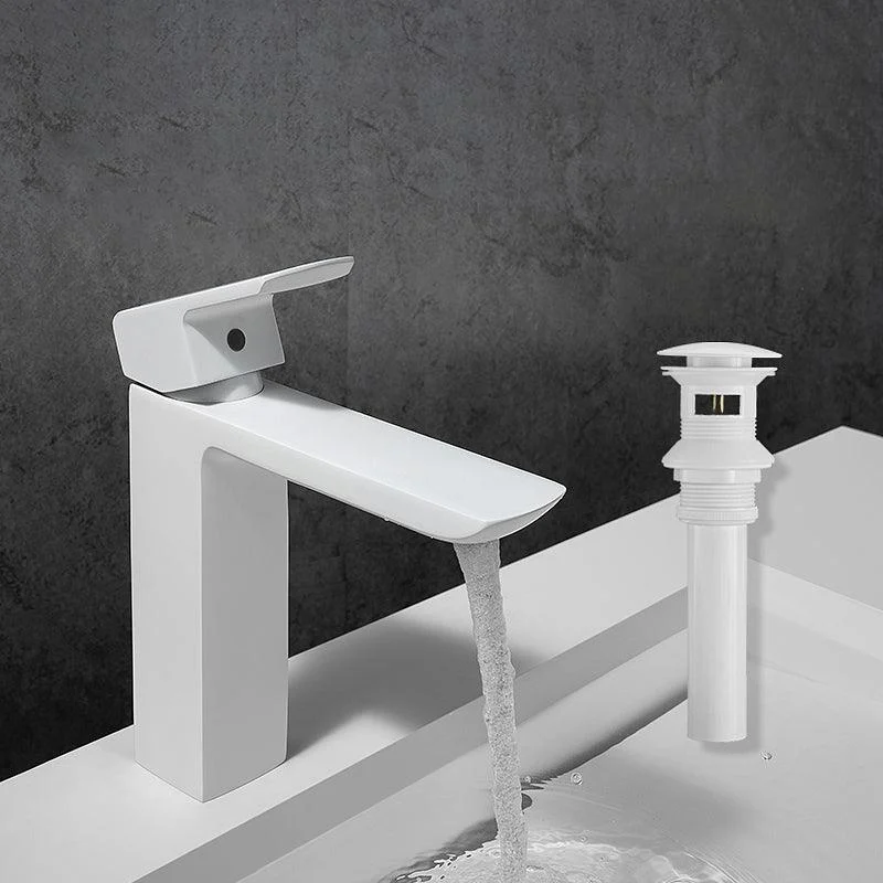 Modern Lever Handles Sink Tap White Brass Bathroom Sink Tap -Bathlova