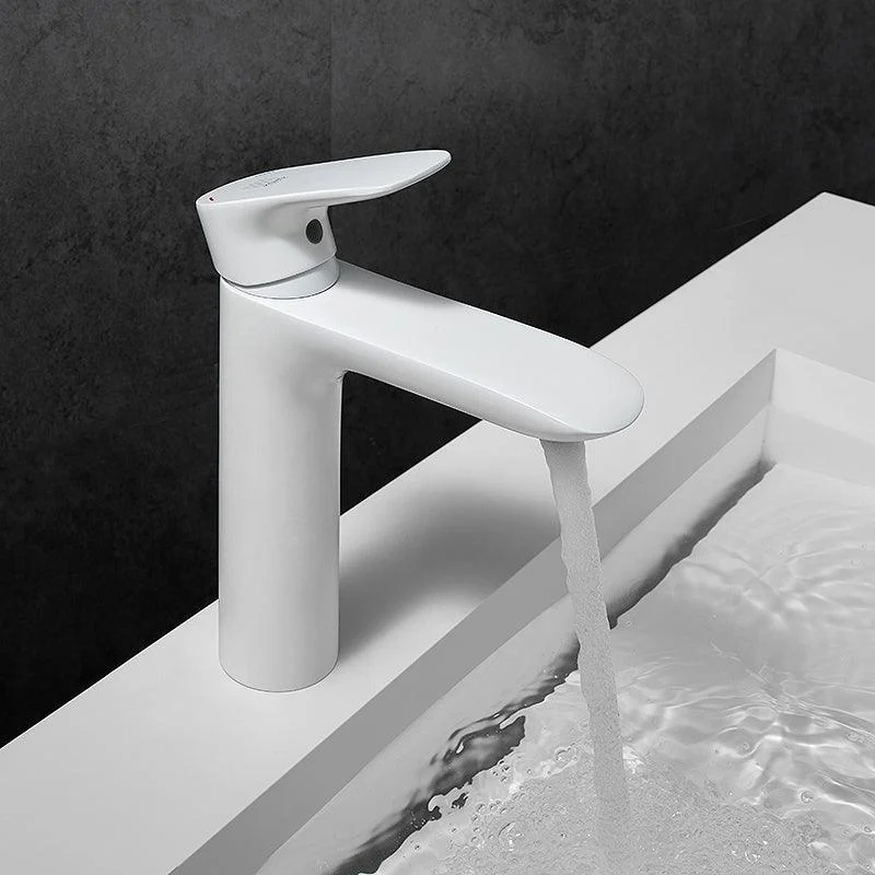 Modern Lever Handles Sink Tap White Brass Bathroom Sink Tap -Bathlova