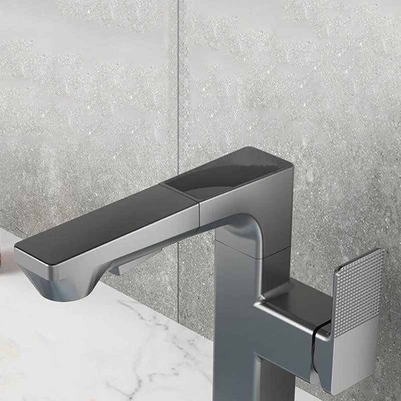 Modern Lever Handles Sink Tap With Digital Display Square Brass Bathroom Sink Tap -Bathlova