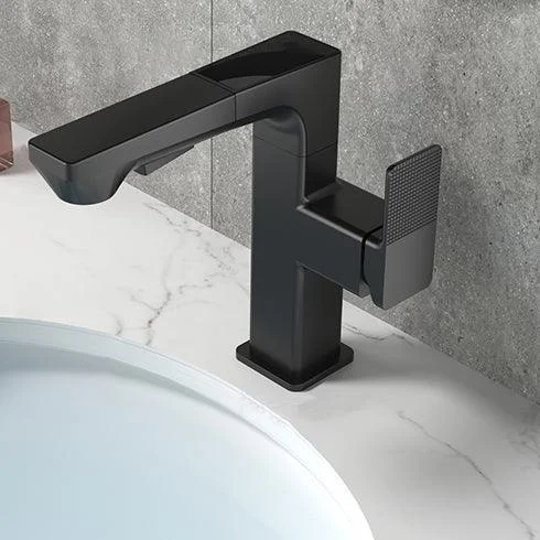 Modern Lever Handles Sink Tap With Digital Display Square Brass Bathroom Sink Tap -Bathlova