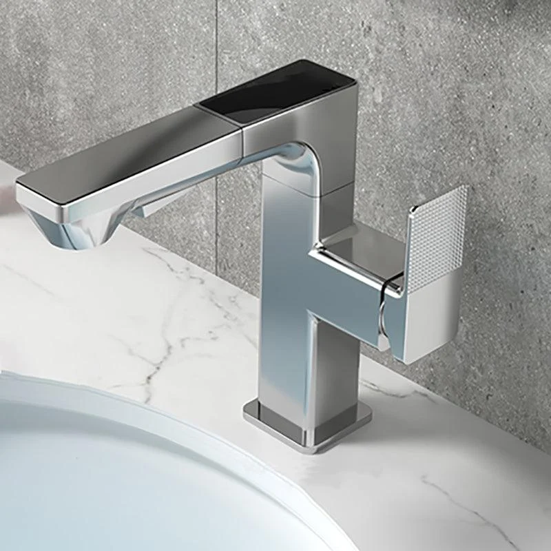 Modern Lever Handles Sink Tap With Digital Display Square Brass Bathroom Sink Tap -Bathlova