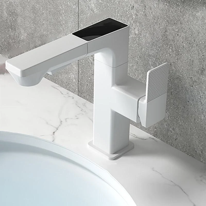 Modern Lever Handles Sink Tap With Digital Display Square Brass Bathroom Sink Tap -Bathlova