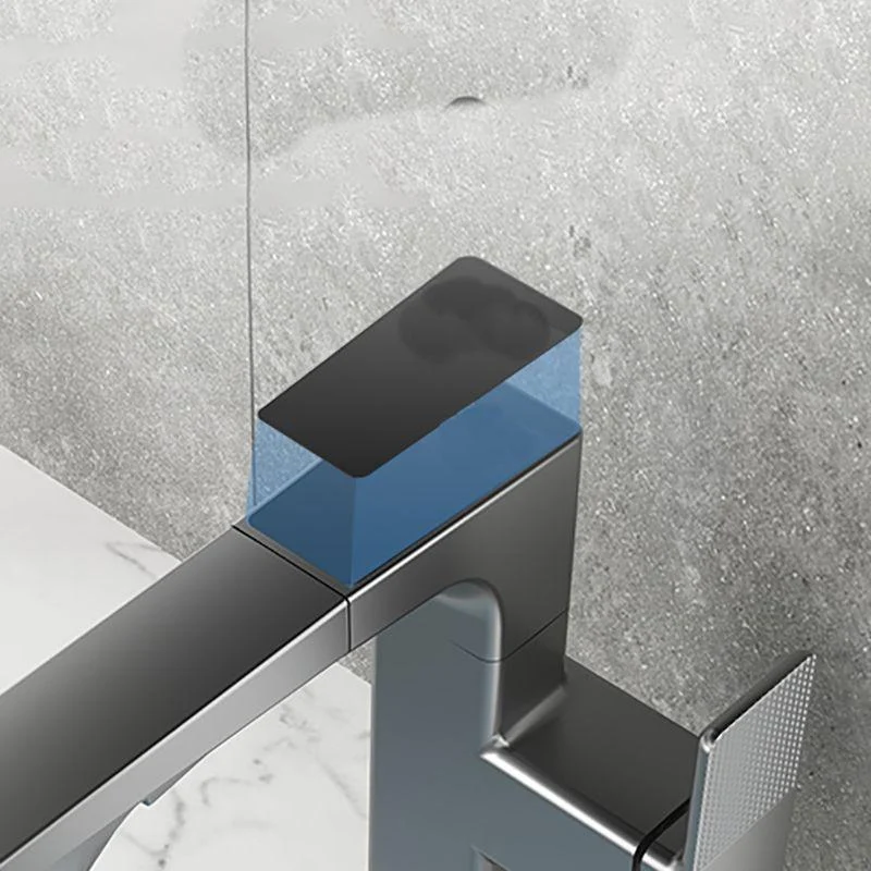 Modern Lever Handles Sink Tap With Digital Display Square Brass Bathroom Sink Tap -Bathlova