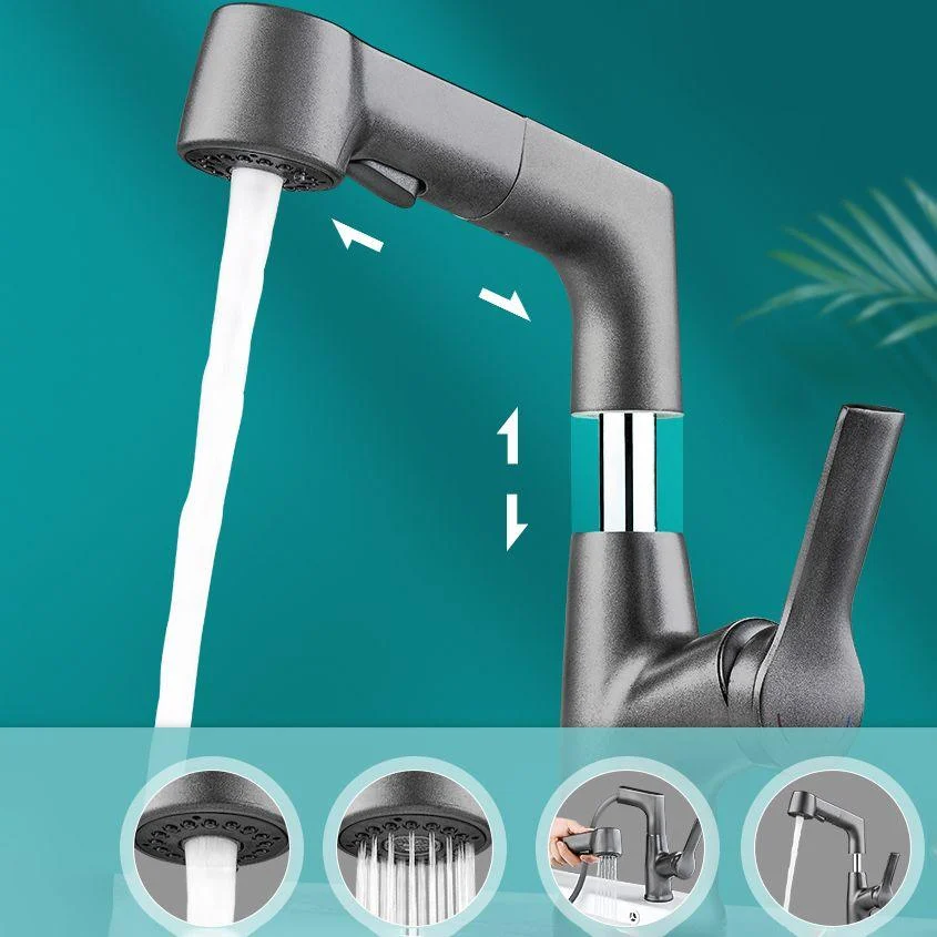 Modern Low Arc Sink Tap with Single Handle Bathroom Lifting Tap -Bathlova