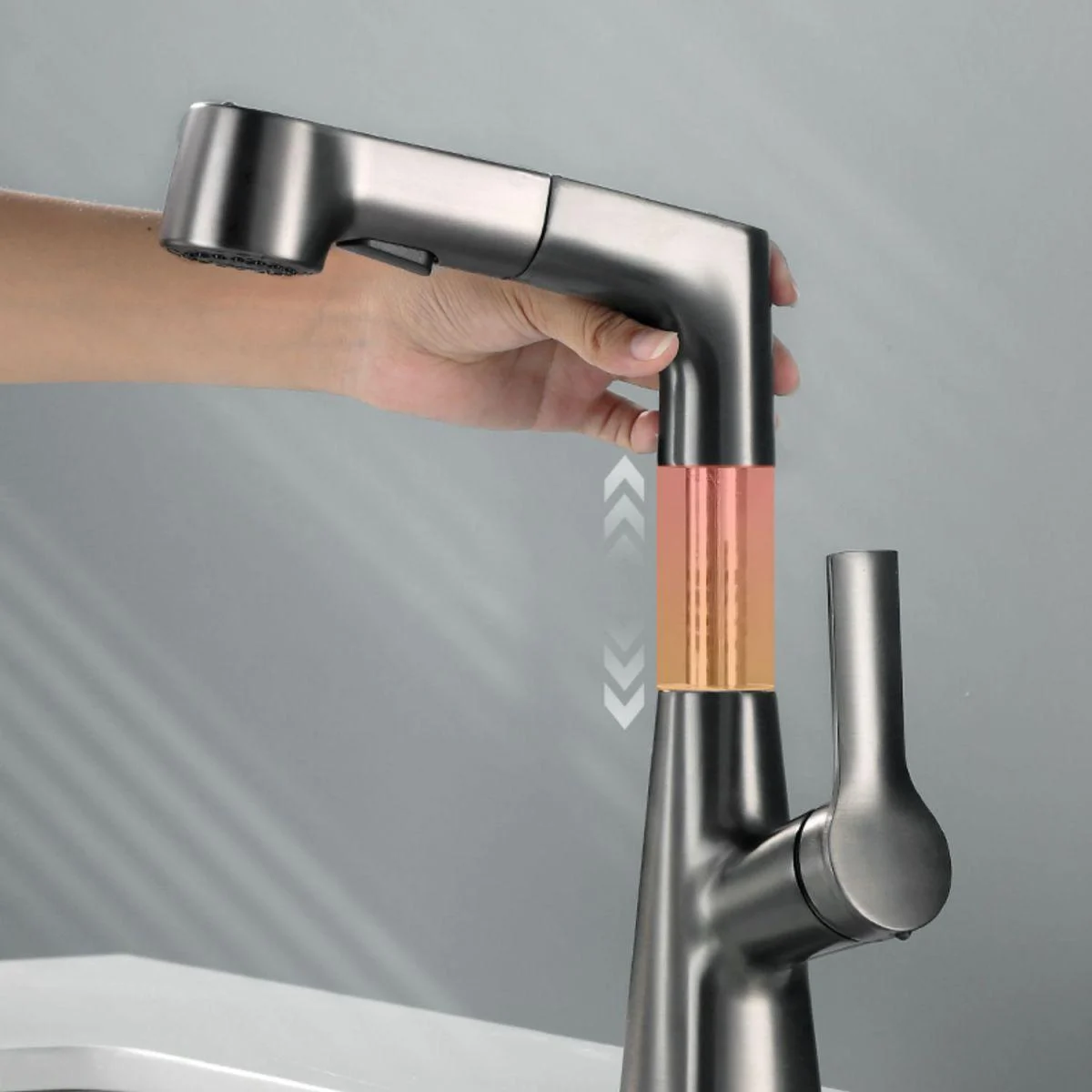 Modern Low Arc Sink Tap with Single Handle Bathroom Lifting Tap -Bathlova