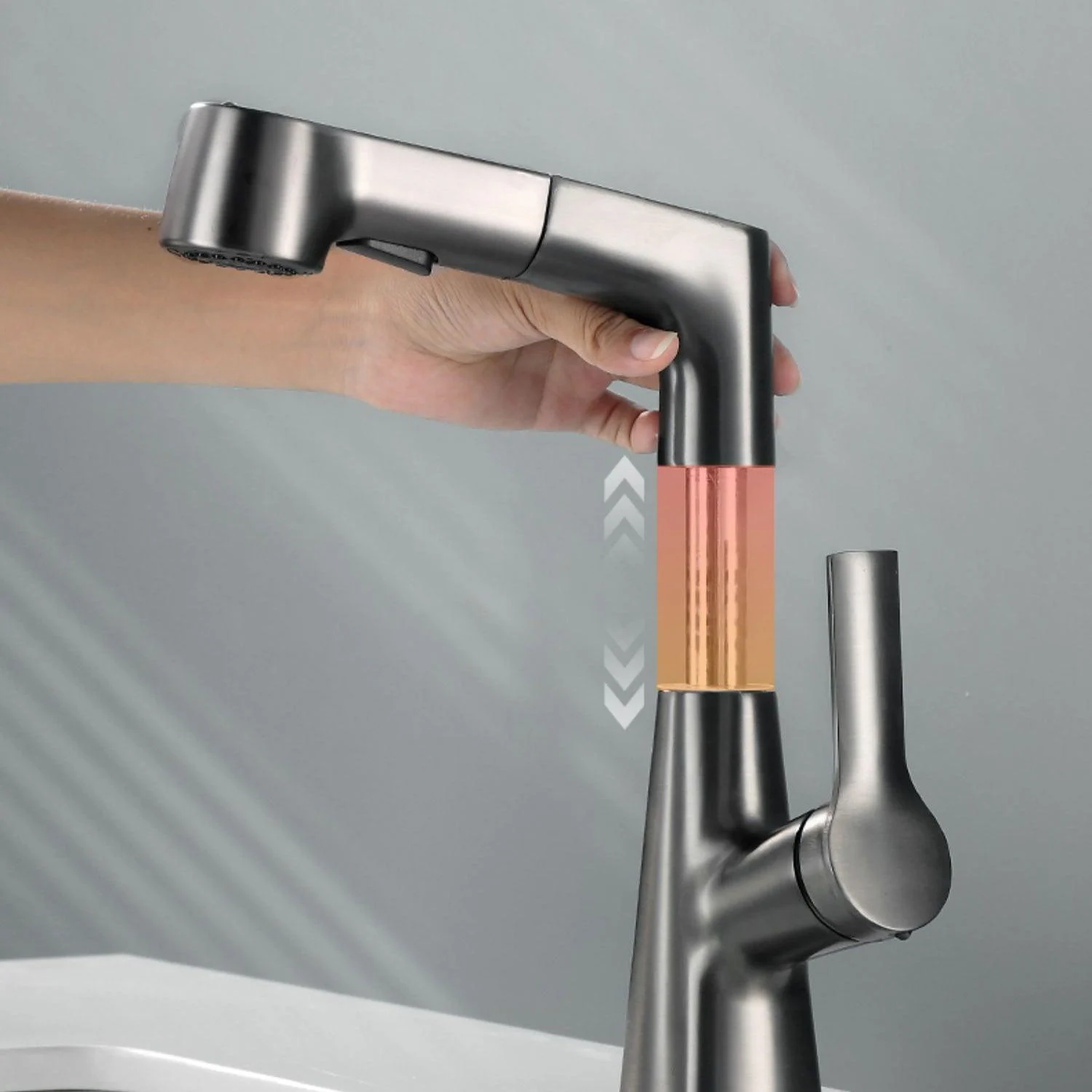 Modern Low Arc Sink Tap with Single Handle Bathroom Lifting Tap -Bathlova