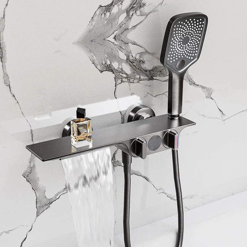 Modern Low Arc Tub Tap Knob Handles Wall Mount Bathroom Tap -Bathlova