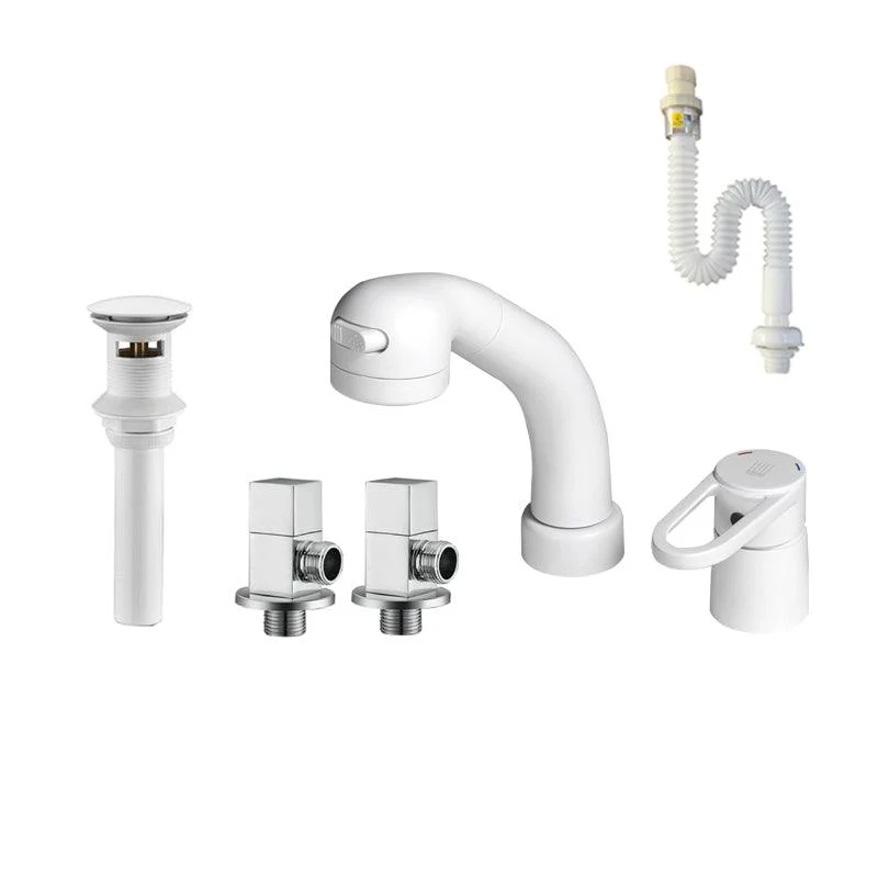 Modern Low Profile Kitchen Tap Bathroom Sink Tap in White -Bathlova