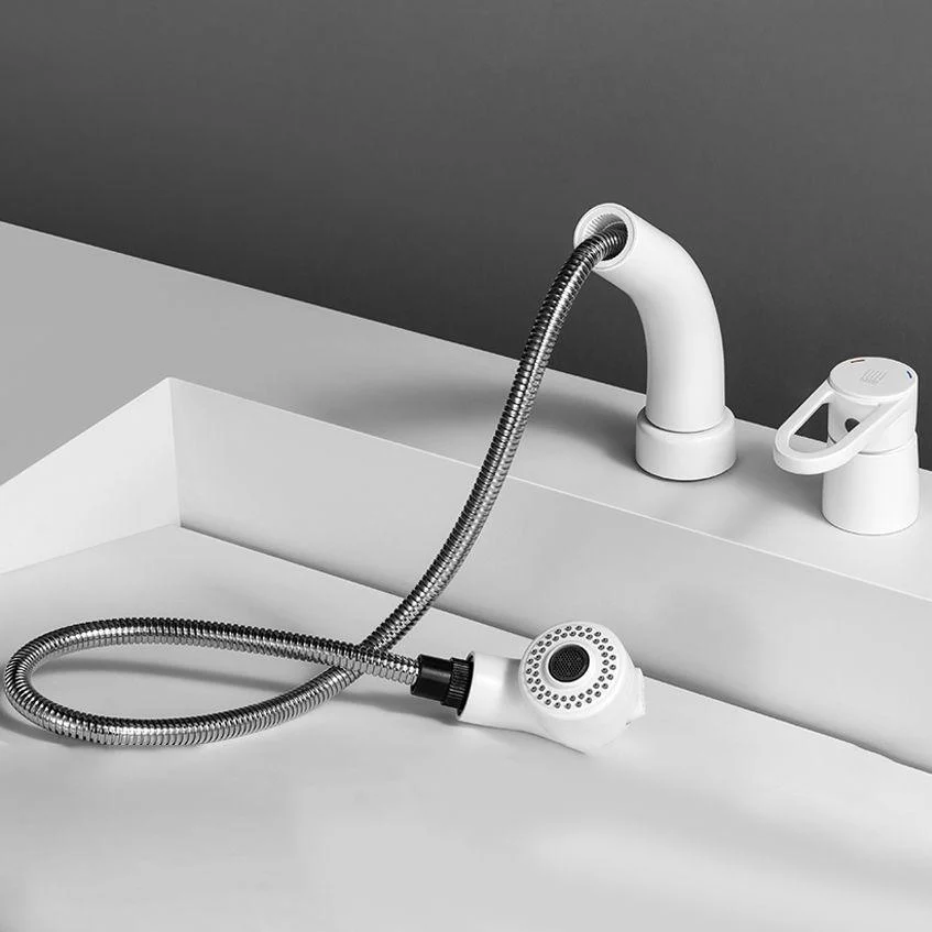 Modern Low Profile Kitchen Tap Bathroom Sink Tap in White -Bathlova