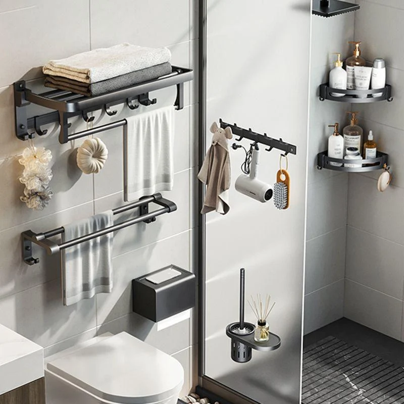 Modern Matte Black Bathroom Accessory Set Towel Bar/Paper Holder/Robe Hook Included -Bathlova