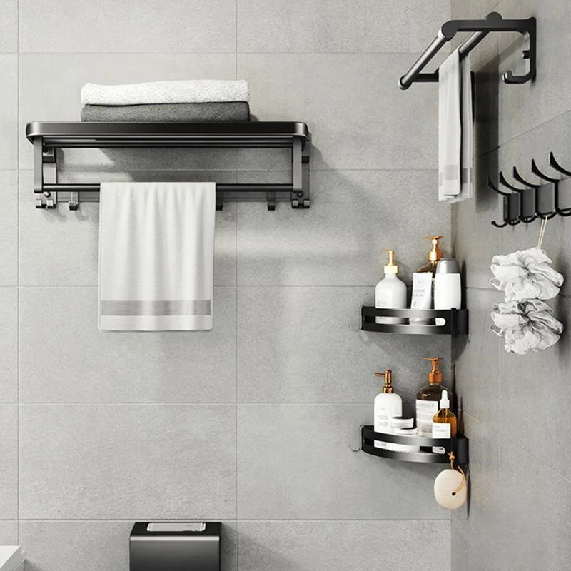 Modern Matte Black Bathroom Accessory Set Towel Bar/Paper Holder/Robe Hook Included -Bathlova