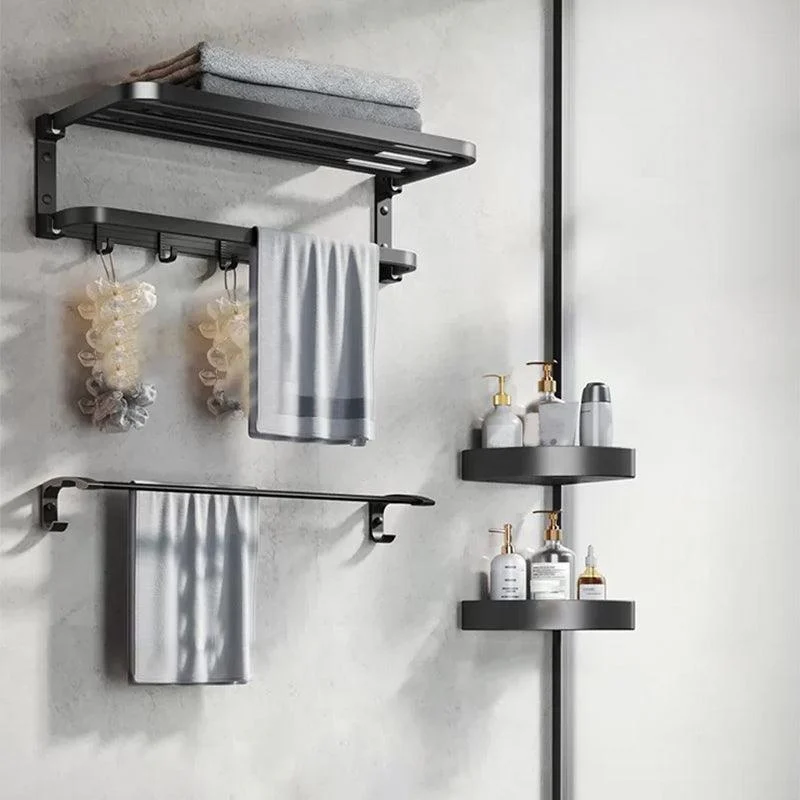 Modern Matte Black Bathroom Accessory Set Towel Bar/Paper Holder/Robe Hook Included -Bathlova