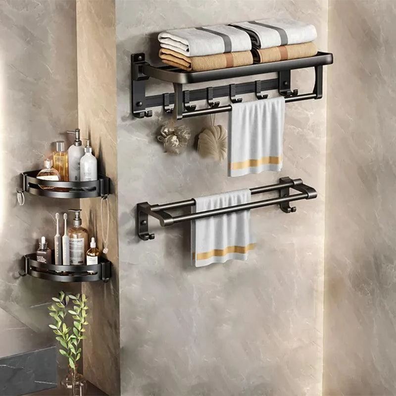 Modern Matte Black Bathroom Accessory Set Towel Bar/Paper Holder/Robe Hook Included -Bathlova