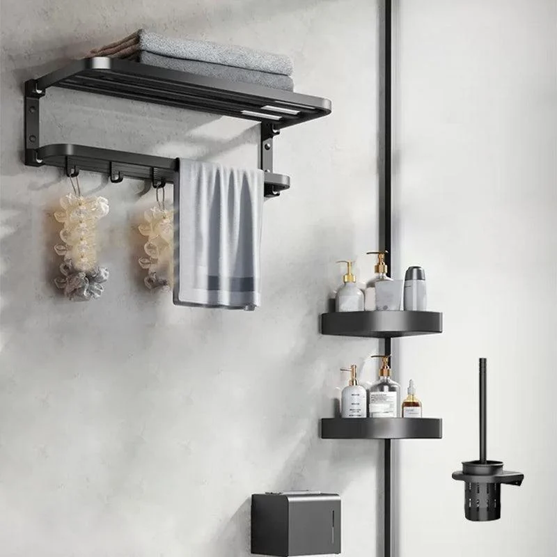 Modern Matte Black Bathroom Accessory Set Towel Bar/Paper Holder/Robe Hook Included -Bathlova