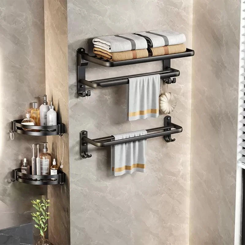 Modern Matte Black Bathroom Accessory Set Towel Bar/Paper Holder/Robe Hook Included -Bathlova