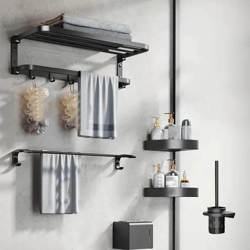 Modern Matte Black Bathroom Accessory Set Towel Bar/Paper Holder/Robe Hook Included -Bathlova