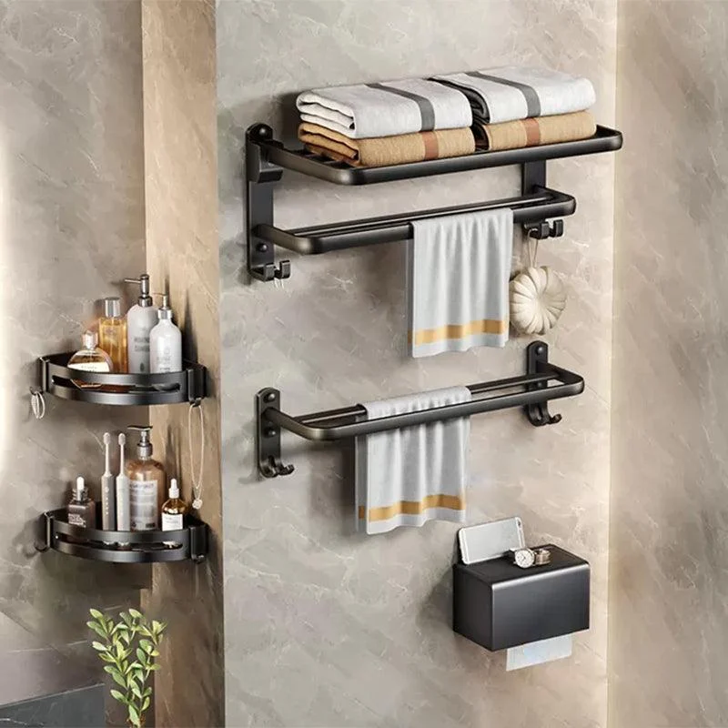 Modern Matte Black Bathroom Accessory Set Towel Bar/Paper Holder/Robe Hook Included -Bathlova