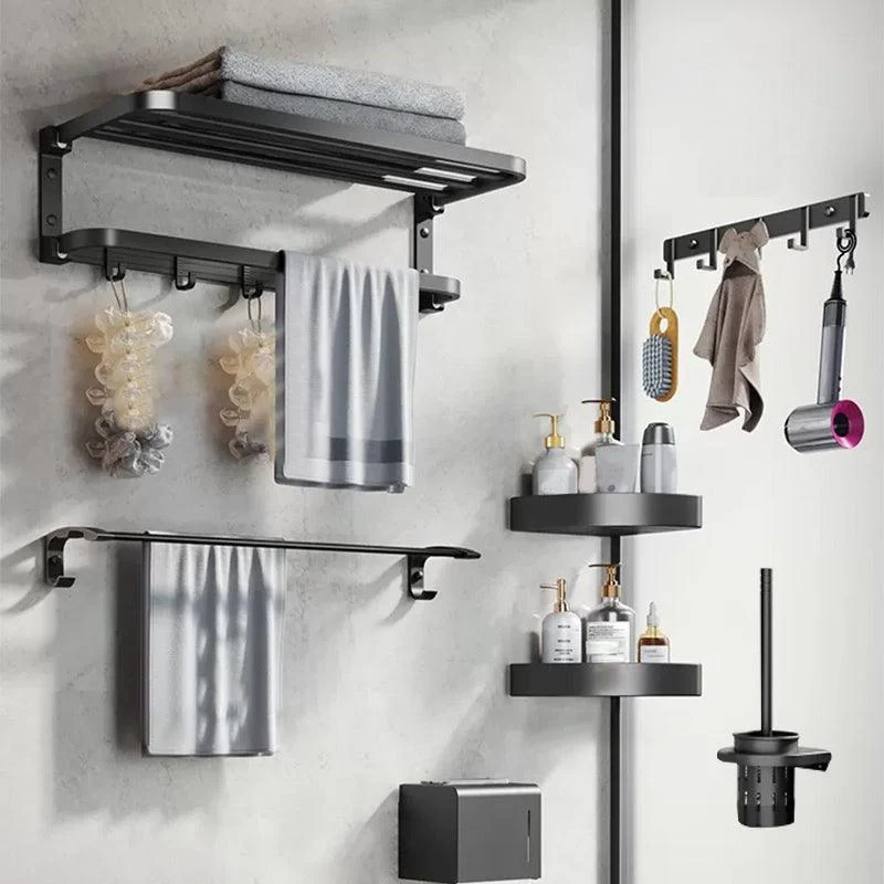 Modern Matte Black Bathroom Accessory Set Towel Bar/Paper Holder/Robe Hook Included -Bathlova