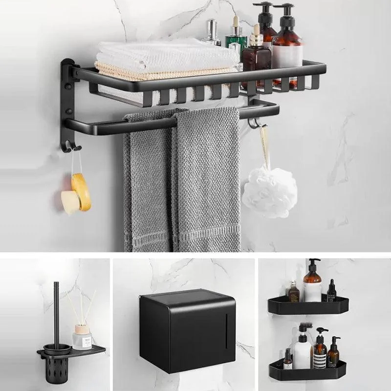 Modern Matte Black Bathroom Accessory Set Towel Bar/Paper Holder/Robe Hook Included -Bathlova