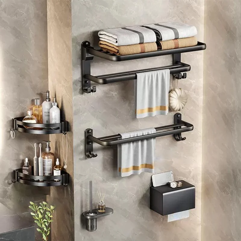 Modern Matte Black Bathroom Accessory Set Towel Bar/Paper Holder/Robe Hook Included -Bathlova