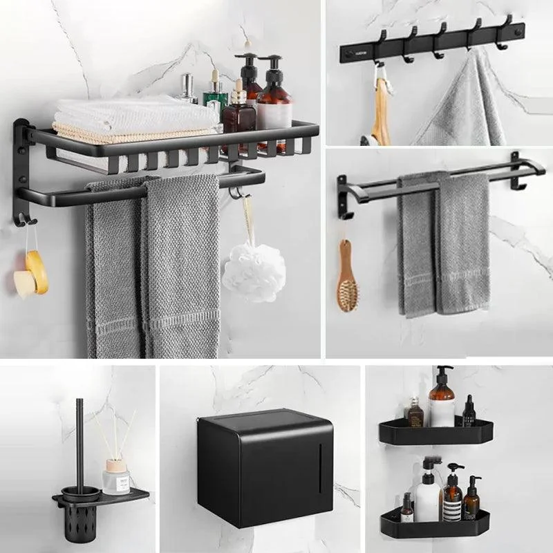 Modern Matte Black Bathroom Accessory Set Towel Bar/Paper Holder/Robe Hook Included -Bathlova